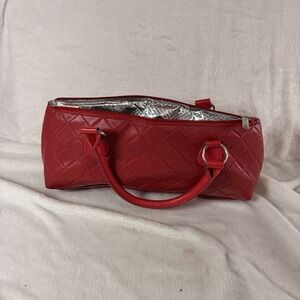 Primeware Red Quilt Insulated Wine Purse Clutch Bag Single Bottle Cooler Carrier